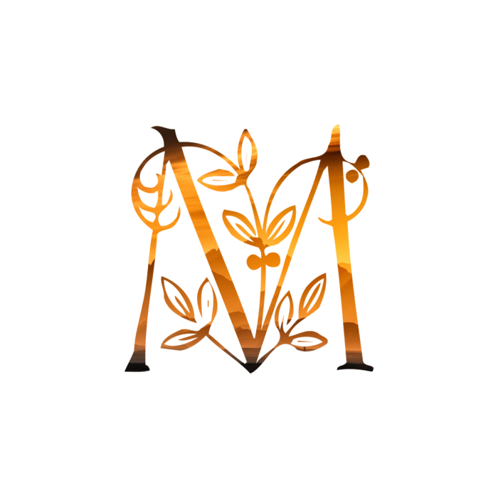 字母M金黄色插画海报