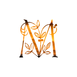 字母M金黄色插画海报