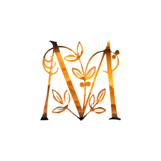 字母M金黄色插画海报