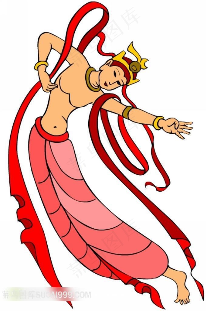 舞蹈的飞天壁画素材