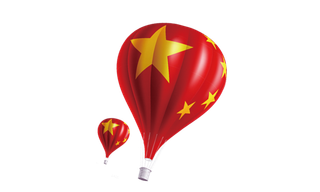 五星红旗热气球免扣透明素材