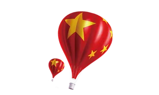 五星红旗热气球免扣透明素材