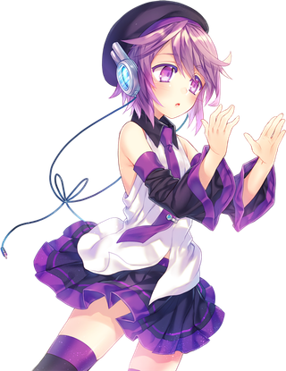 紫色系女孩帽子短发卡通