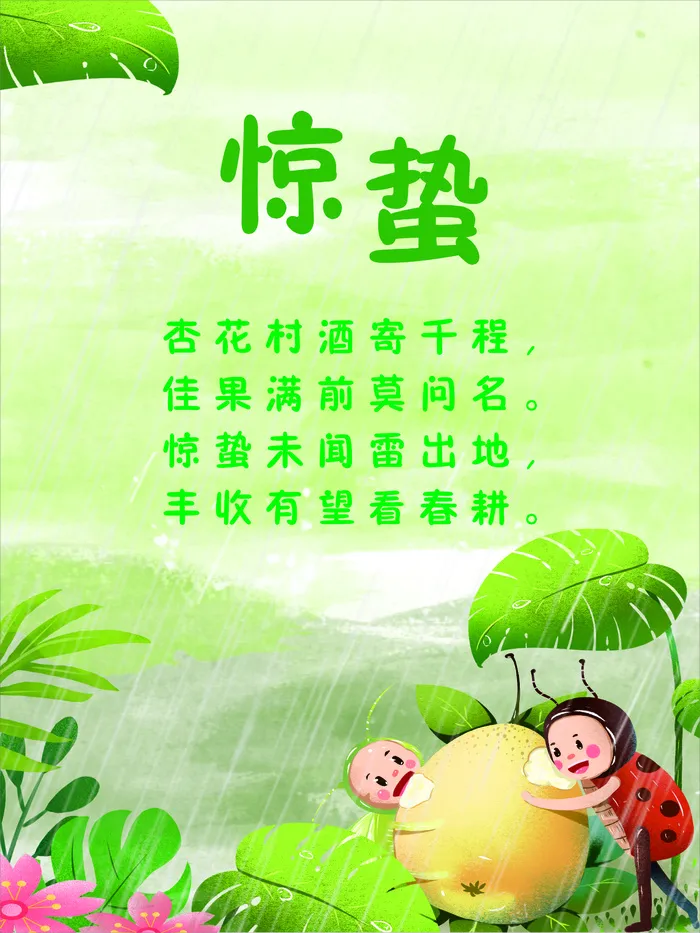 惊蛰绿色简约风海报