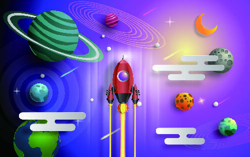 太空宇航员插画eps,ai矢量模版下载