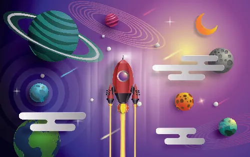 太空宇航员插画eps,ai矢量模版下载