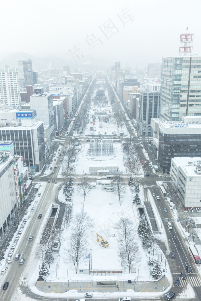 日本街道冬季风景图片