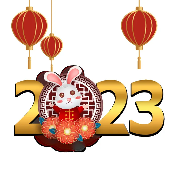 新年快乐2023年兔年挂画psd模版下载