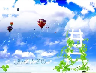 蓝天风景气球背景墙