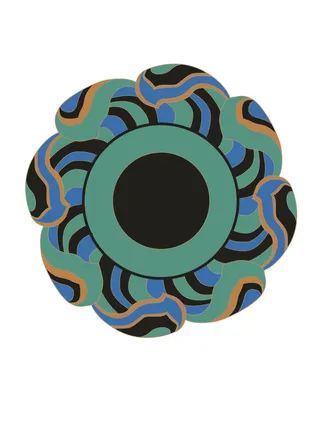 复古中式国潮风敦煌花纹装饰图案花卉藻井肌理圆形边框AI素材