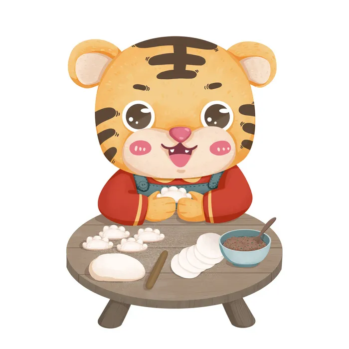 中国风2022虎年元旦新年卡通老虎形象装饰元素插画ps素材psd模版下载