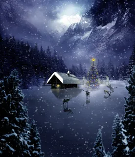 深山小屋雪景图片 深山小屋雪景图片