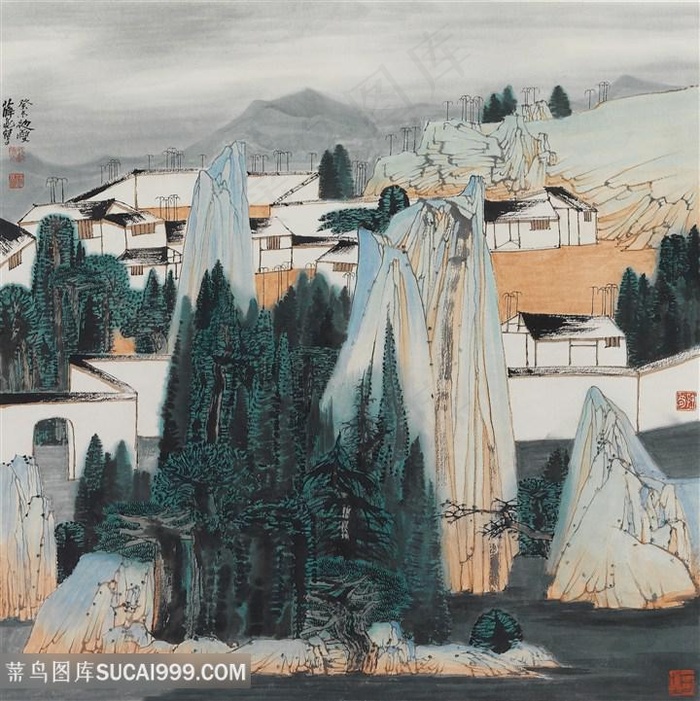 薛亮水墨画巍峨山脉唯美艺术挂画