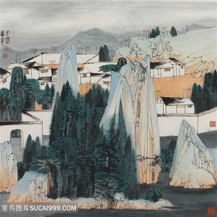 薛亮水墨画巍峨山脉唯美艺术挂画