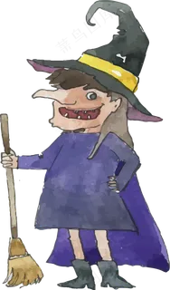 卡通万圣节手绘人物女巫