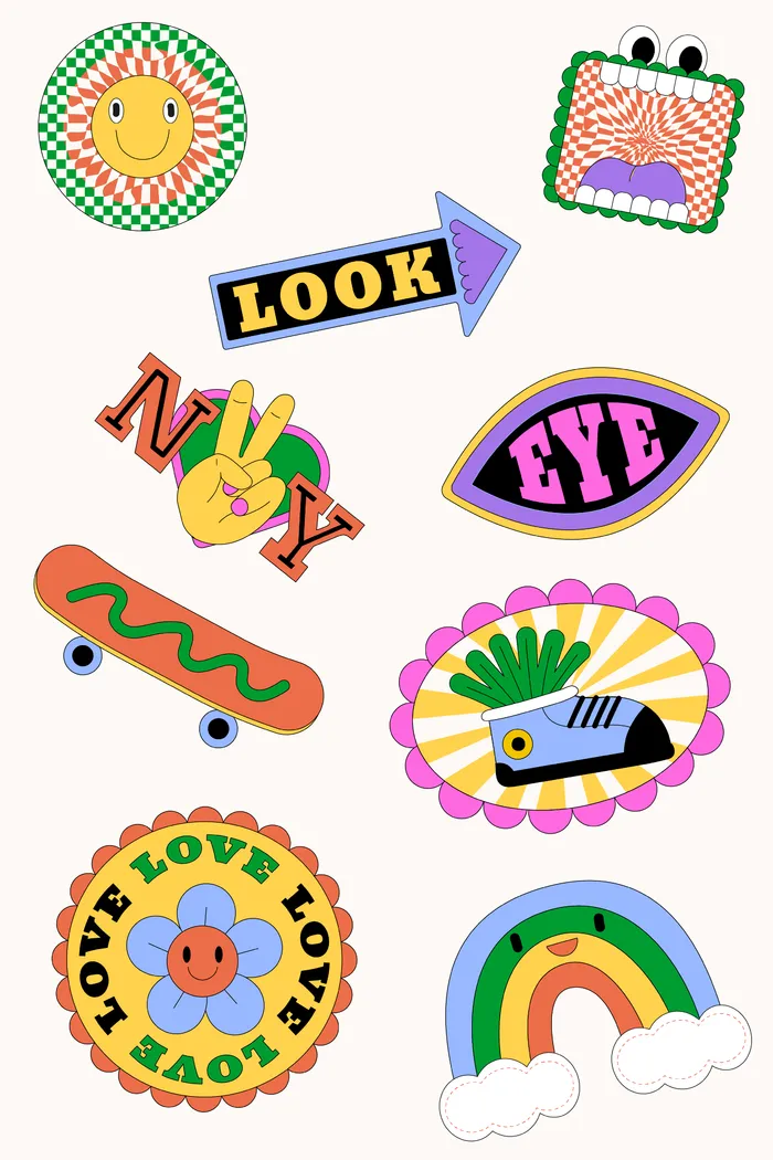 矢量手绘卡通标签ai矢量模版下载