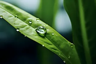 枝叶树叶绿色水滴露珠清新背景