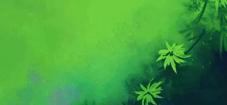 绿色简约绿植绿叶手绘插画笔墨意境