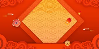 2022虎年新年春节卡通模板喜庆节日背景