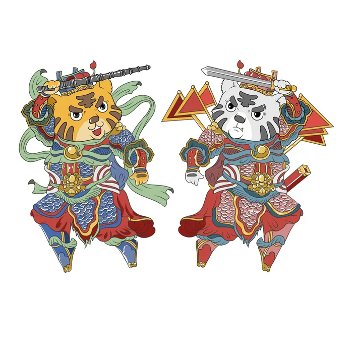 手绘2022虎年新年春节卡通老虎形象IP插画元素PSD设计素材图案psd模版下载