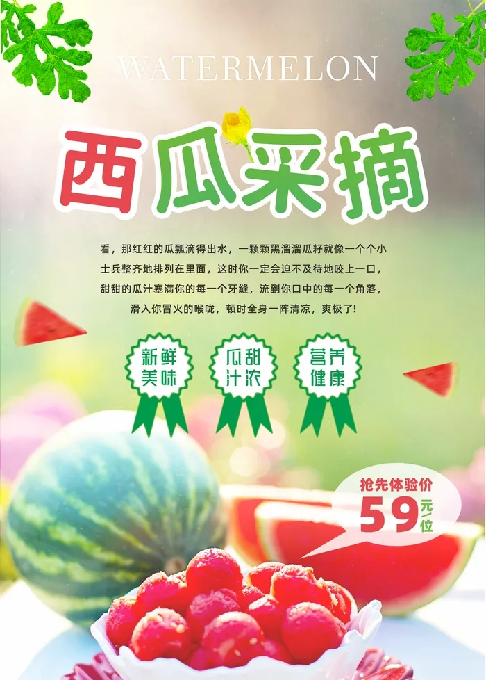 西瓜采摘海报cdr矢量模版下载