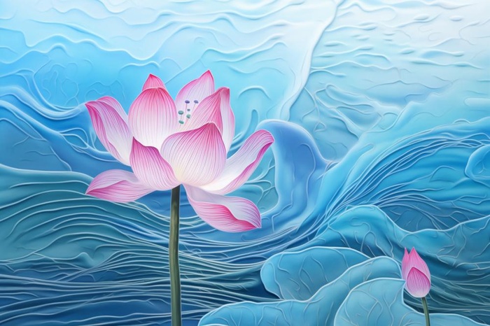 简约大气荷花蓝色水背景