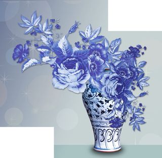 3D青花瓷玄关背景墙