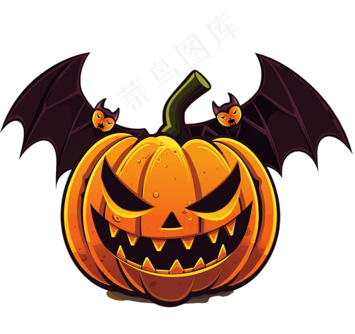南瓜灯蝙蝠恐怖万圣节插画免抠