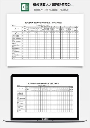 机关党政人才晋升职务和公开选拔、竞争上岗情况excel模板