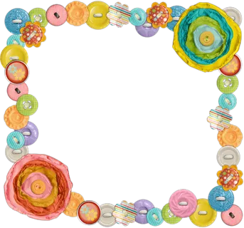 卡通彩色纽扣边框