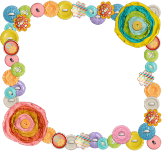 卡通彩色纽扣边框