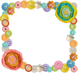 卡通彩色纽扣边框