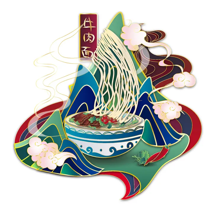 国潮中国风传统小吃食物地方特色菜美食元素插画海报图片素材ai矢量模版下载