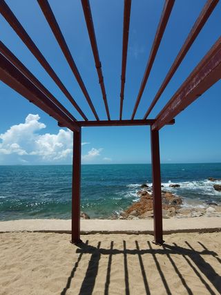 清新蓝天白云大海沙滩