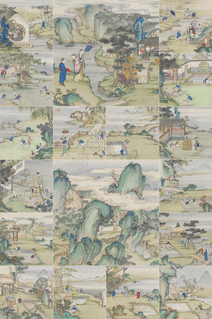24张中国传统文化古代造纸场景画谱