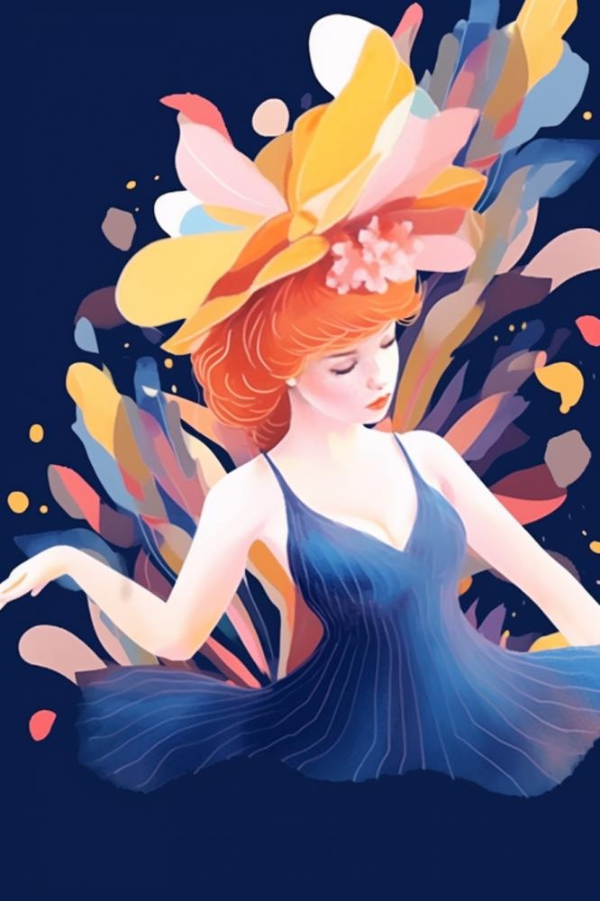 舞蹈可爱女孩插画背景