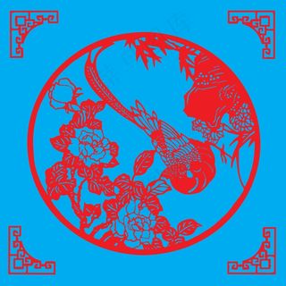 花鸟剪纸 剪纸风元素