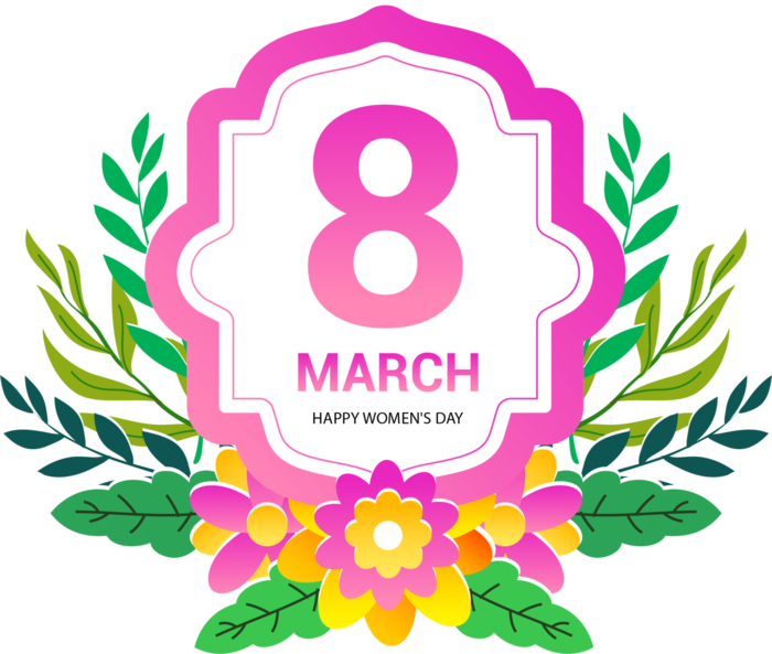 38妇女节三八女神女王粉色花朵玫瑰艺术字设计png免抠ps素材