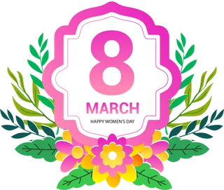 38妇女节三八女神女王粉色花朵玫瑰艺术字设计png免抠ps素材