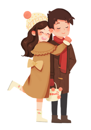 男女朋友手绘卡通造型