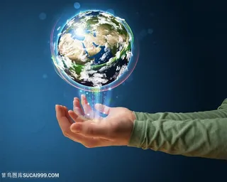 生态环保手捧地球创意图片