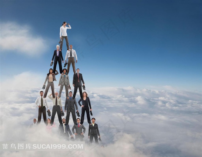 叠罗汉的商务人士