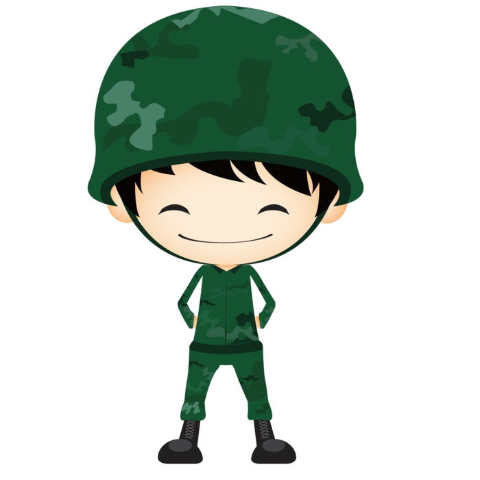 士兵站立卡通