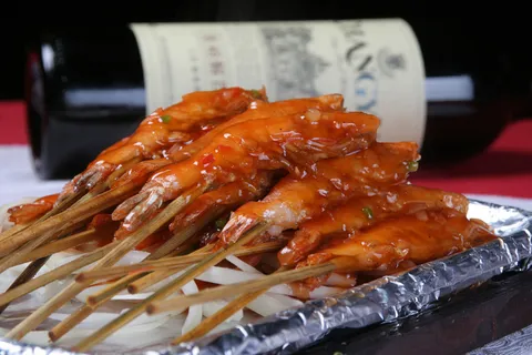 铁板串烧虾36元