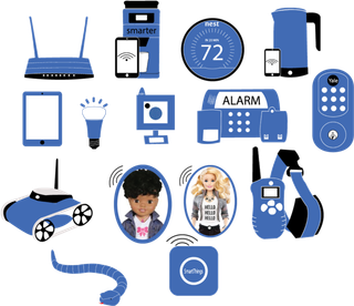 蓝色电子设备卡通科技kv主视觉素材
