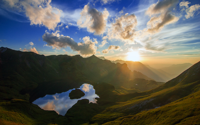 夕阳湖 夕阳 湖 唯美湖 唯美背景