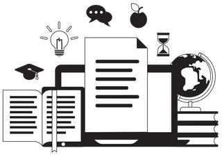 黑白卡通线条图简笔少儿兴趣班