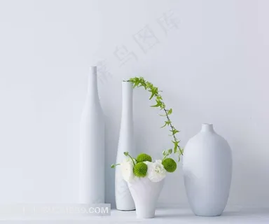 摆在白色墙壁前的花瓶 摆在白色墙壁前的花瓶