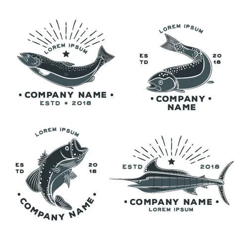 商务海洋鱼类海鲜图标LOGO标识标志标签水产图形AI矢量EPS素材图eps,ai矢量模版下载