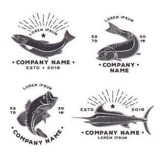 商务海洋鱼类海鲜图标LOGO标识标志标签水产图形AI矢量EPS素材图